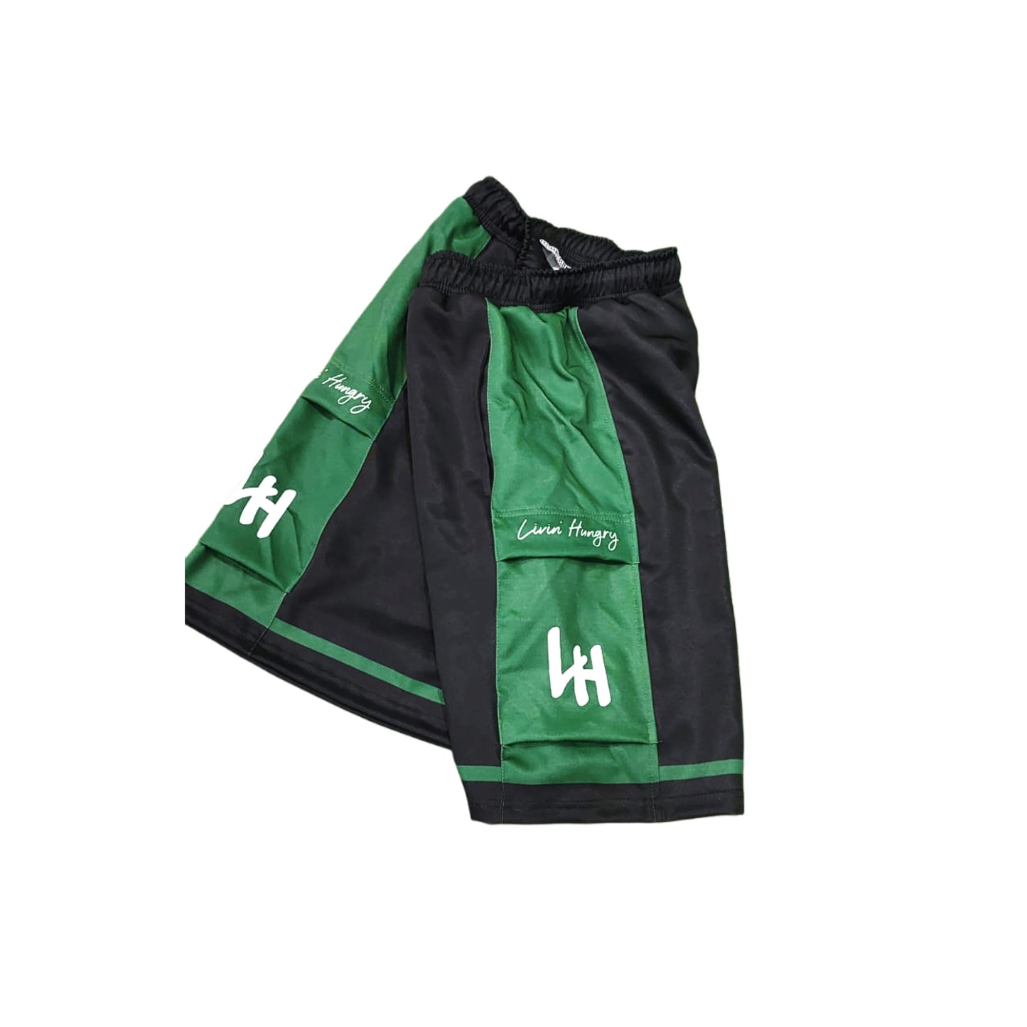 GREEN & BLACK ATHLETIC SHORTS