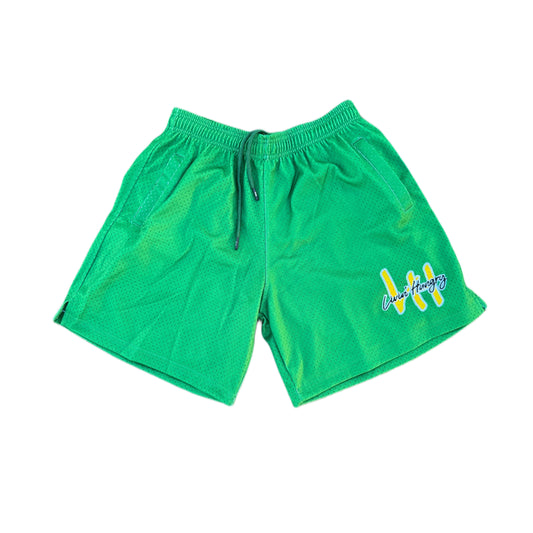 GREEN MESH SHORTS