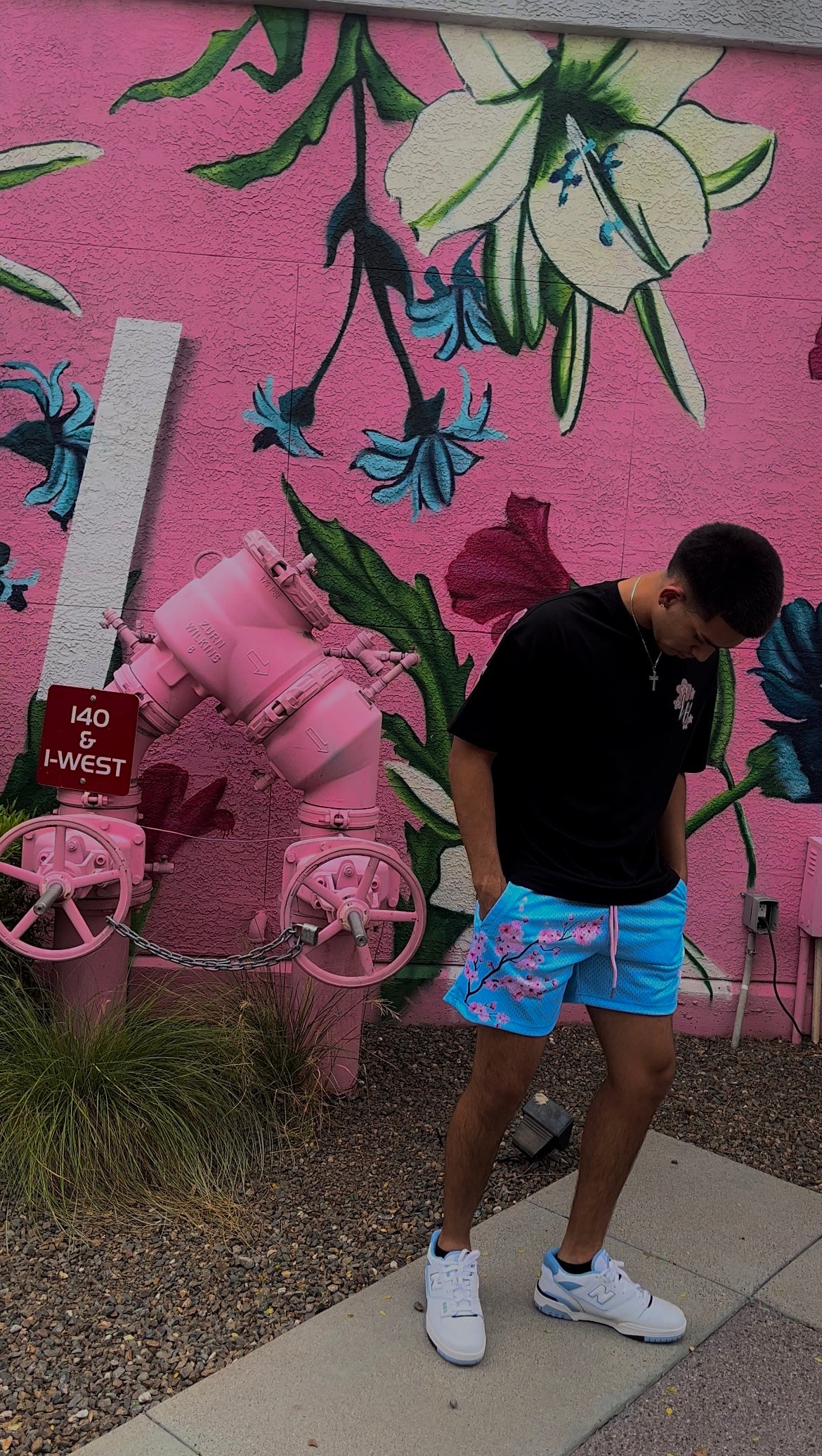 CHERRY BLOSSOM MESH SHORTS